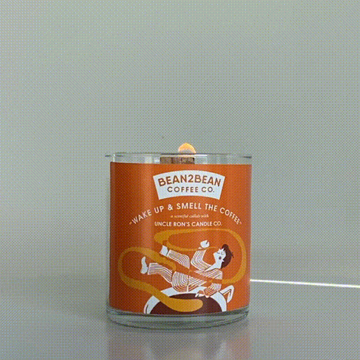‘WAKE UP AND SMELL THE COFFEE’A scentful collaboration with Uncle Ron’s Candle Co.Made with actual Bean2Bean coffee!