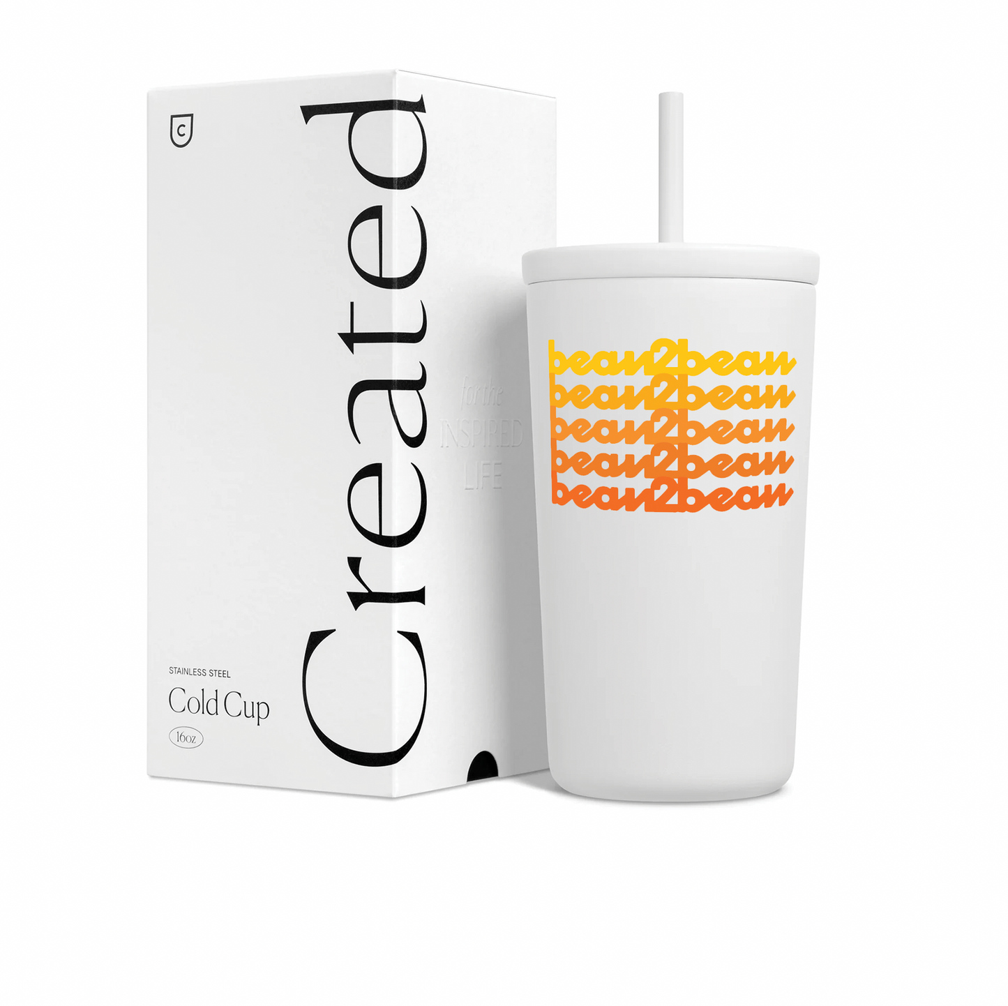 16oz stainless steel cold cup tumbler with double-wall vacuum insulation for hot and cold drinks – designed by Created Co. for specialty coffee lovers.