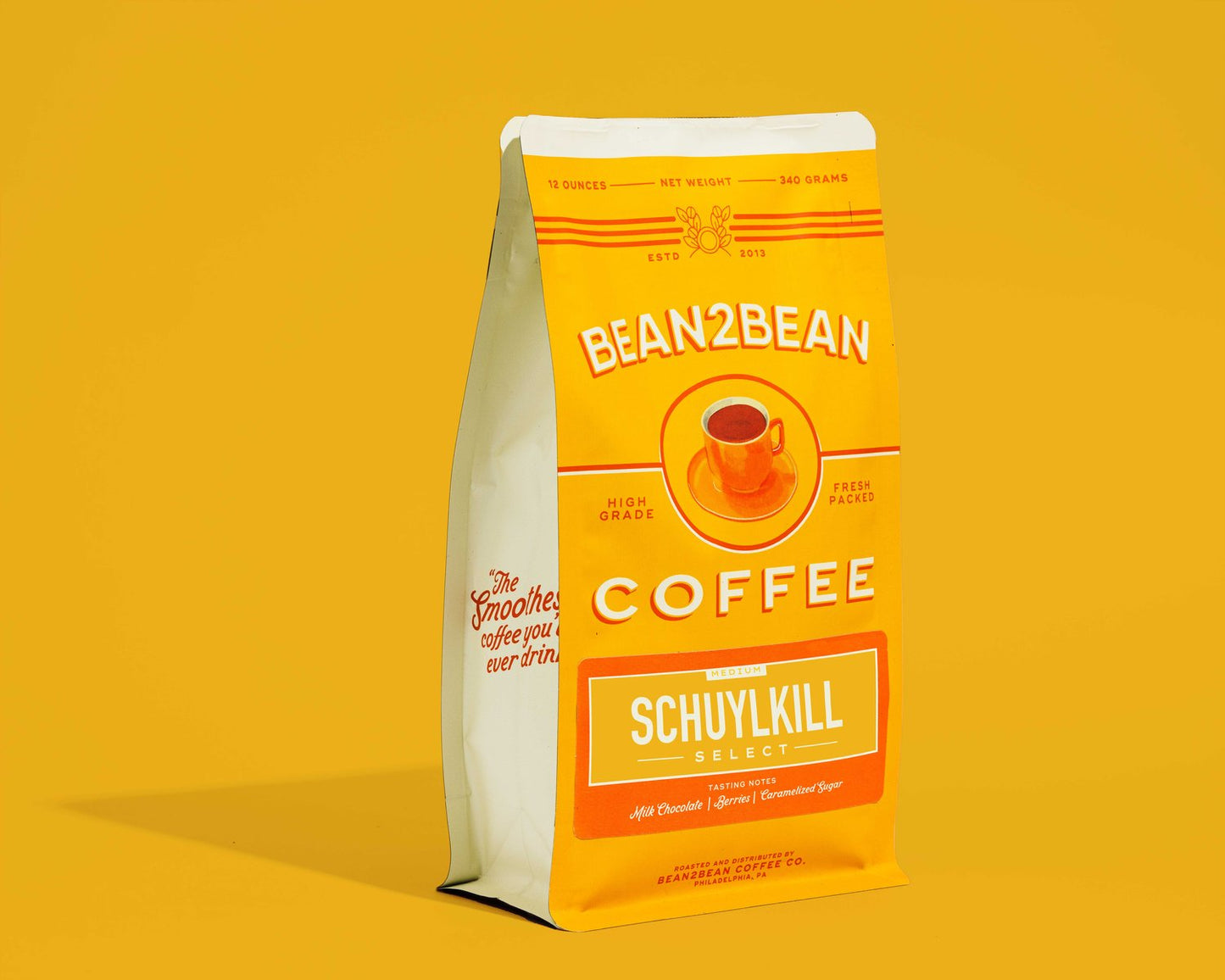 Schuylkill Select, Bean2Bean’s best-selling medium roast—flavors of milk chocolate, berries & caramelized sugar. Roasted fresh in Philadelphia