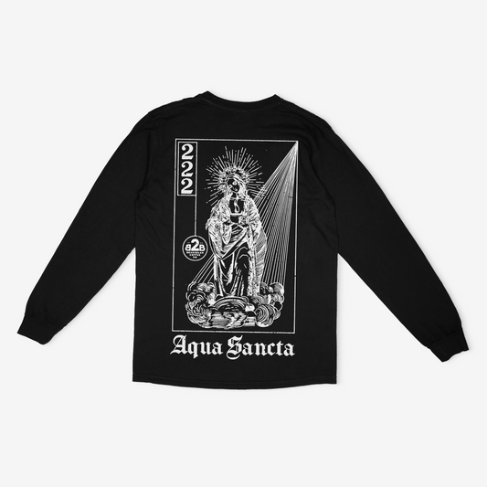 Our Aqua Sancta T-shirt was so popular we decided to make a warmer version for the winter season. Because you need that holy water year-round.