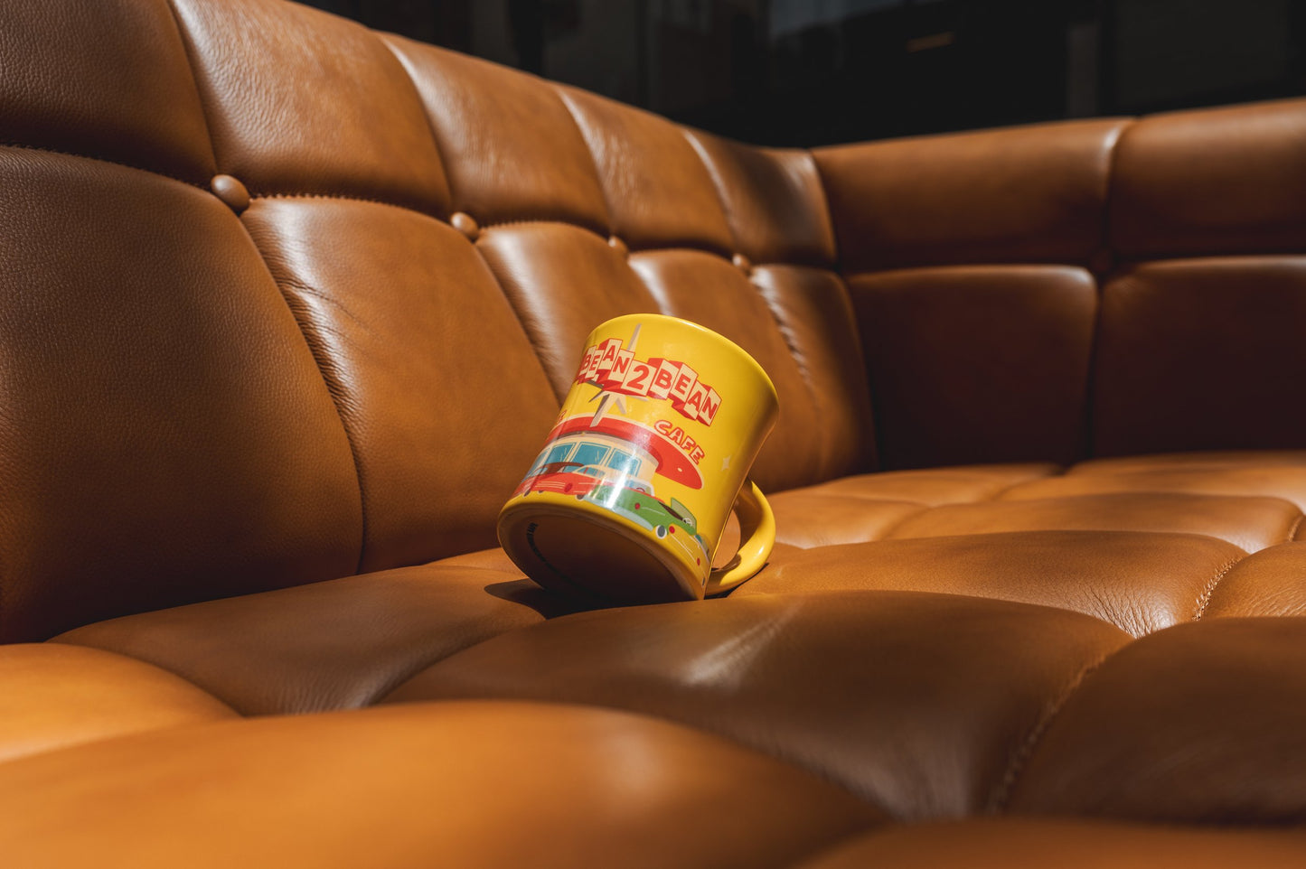 Classic yellow diner mug. Retro drive-in design. Designer - Hannah Kneisley