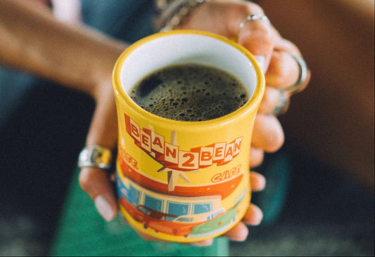 Classic yellow diner mug. Retro drive-in design. Designer - Hannah Kneisley