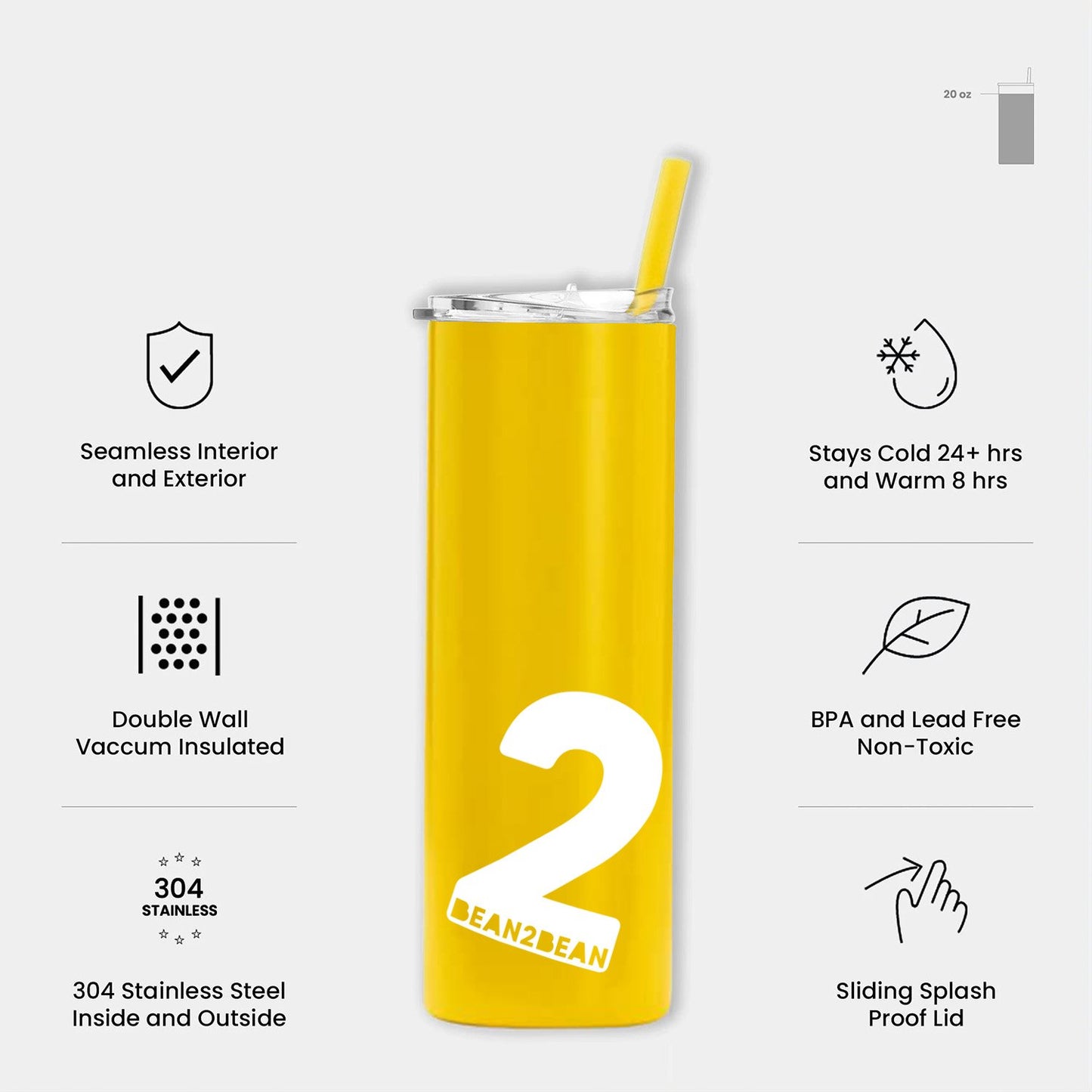 Grab it and go! This stainless steel double-walled tumbler keeps coffee hot and cold brew cold all day. Powder coated with a custom durable vinyl decal