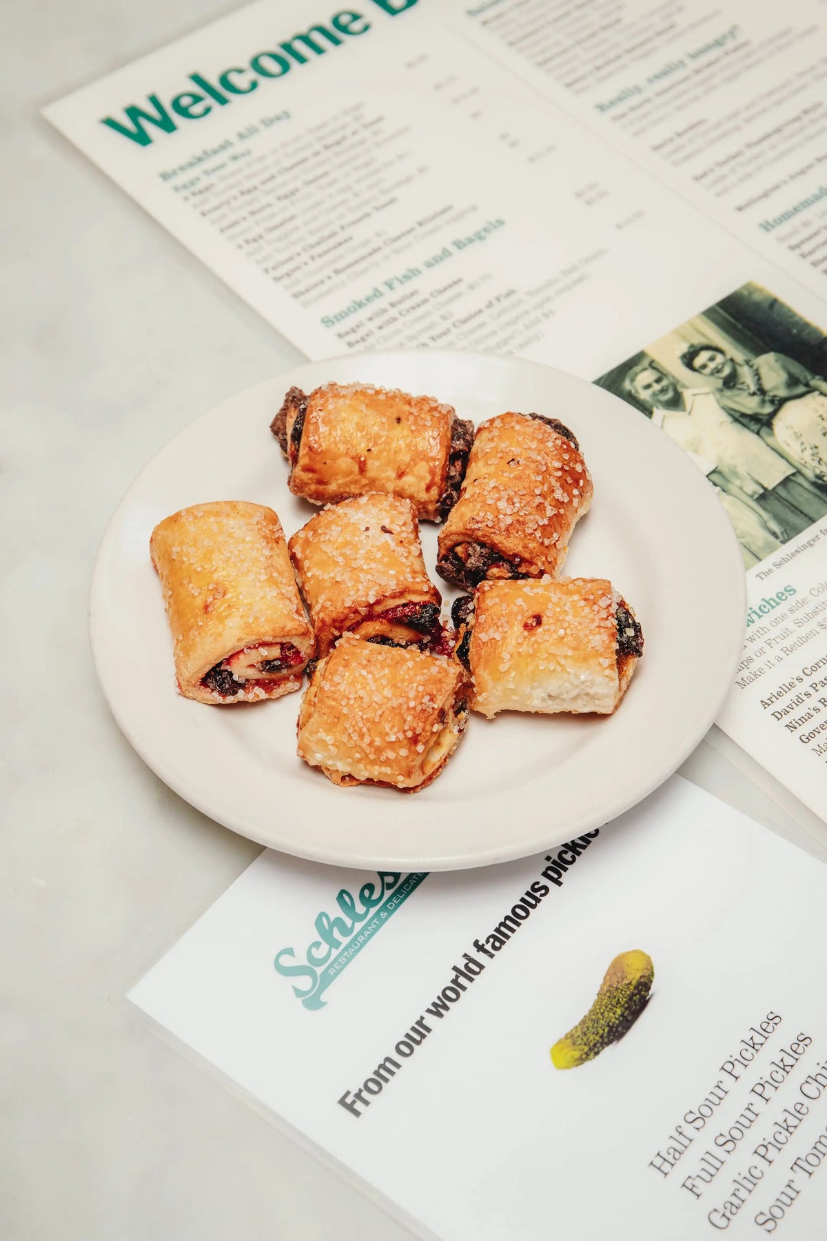 Plate of pastries on a newspaper background