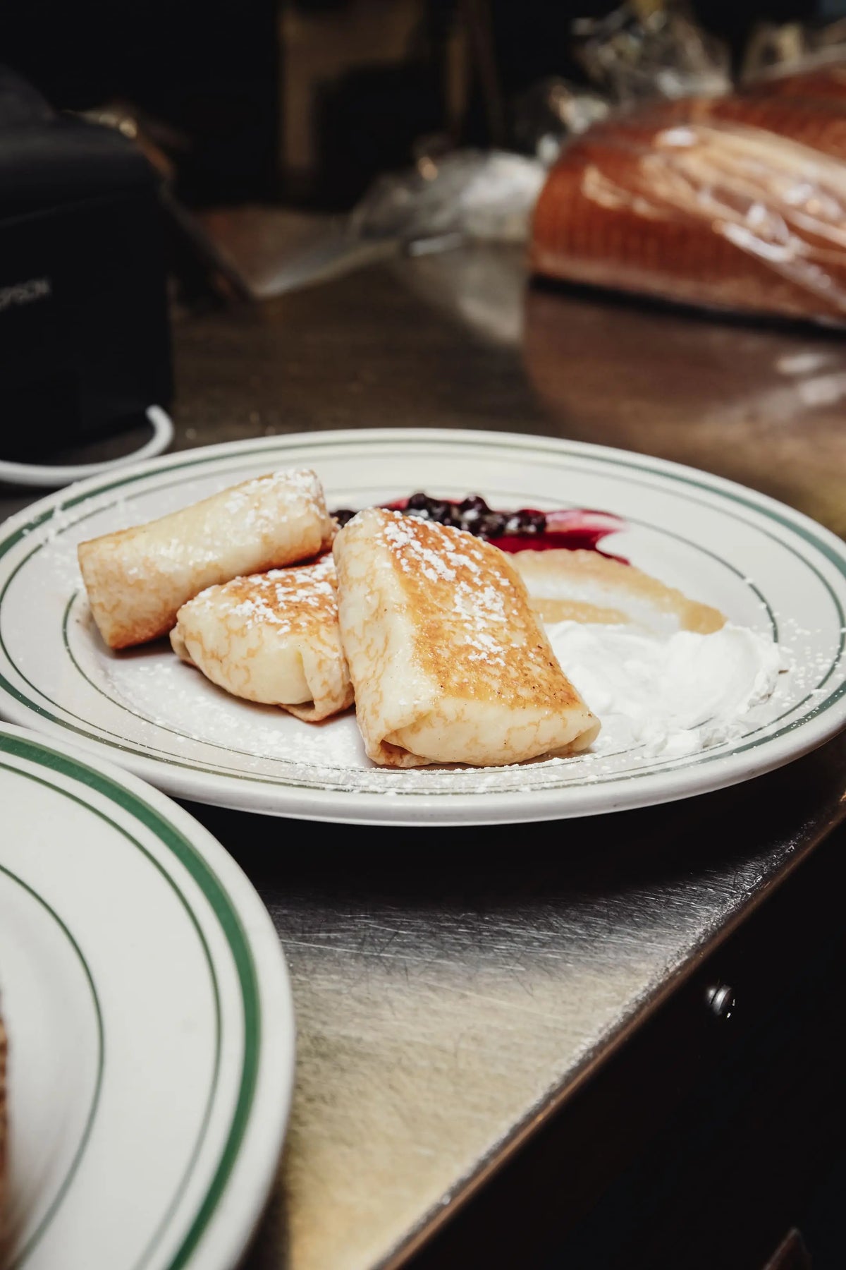 Crepes on a plate with a blurred background