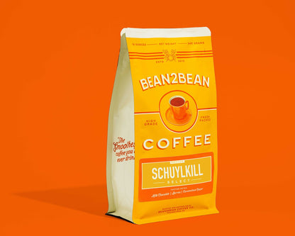 Schuylkill Select, Bean2Bean’s best-selling medium roast—flavors of milk chocolate, berries & caramelized sugar. Roasted fresh in Philadelphia